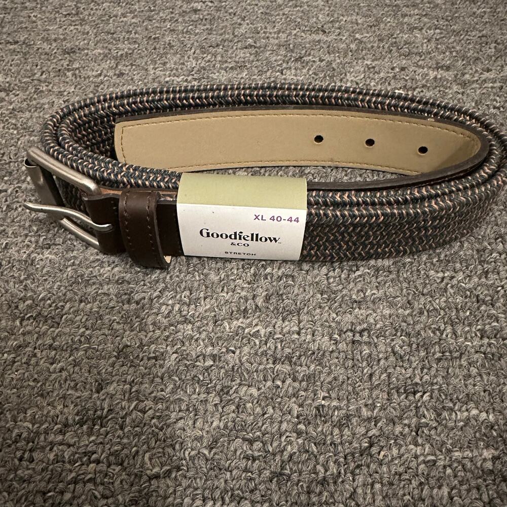 Goodfellow & Co Woven Belt with Leather Trim and Metal Buckle Size XL